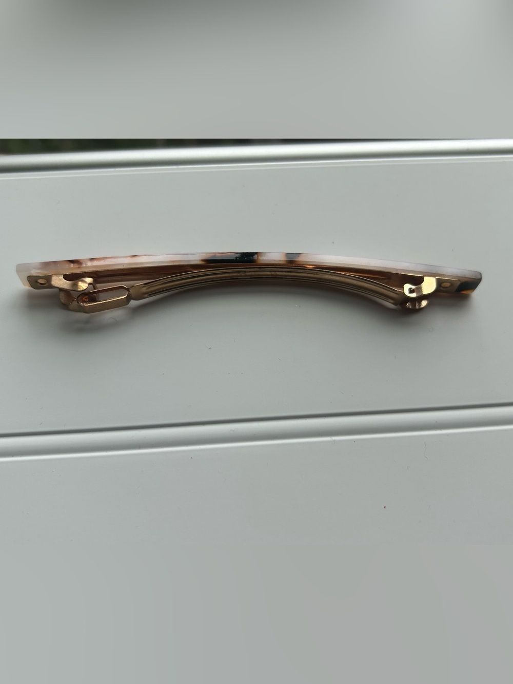 Tortoiseshell Resin Hair clip French Barrette - Neutral Brown & Cream - Picture 3 of 5